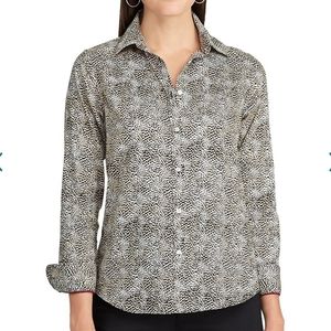 Chaps Petite No Iron Shirt Animal Print NWT